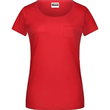 Dámské tričko Daiber Dámské Bio tričko s náprsní kapsičkou JN8003 Barva: Červená, Velikost: XS