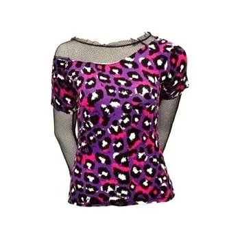 Punkový top dámský se síťovinou fialovo-růžový