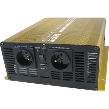 Měnič napětí Měnič napětí 24V/230V 2200W, Soluowill NP2200, čistá sinusovka (Měnič je vhodný pro spotřební elektroniku, nářadí i jiné spotřebiče s nároky na čistý sinusový průběh výstupního napětí)