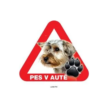 Značení Grel nálepka na sklo pozor pes v autě yorkšír