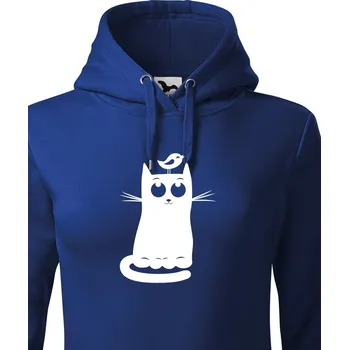 Dámská mikina Dámská mikina s kočkou a ptáčkem, Barva Modrá, Velikost M, Canvas Dámská mikina Bezvatriko.cz 0061