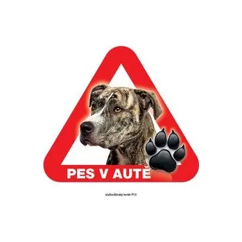 Grel nálepka na sklo pozor pes v autě stafordširský teriér