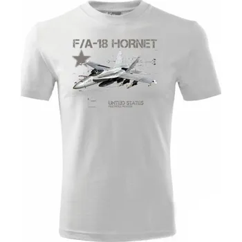 Pánské tričko STRIKER Tričko F-18 HORNET Barva: Bílá, Velikost: S