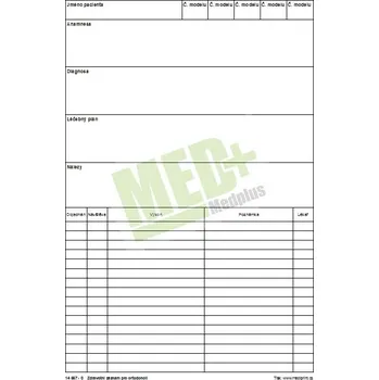 Zdravotní záznam pro ortodoncii, 100 ks v balení