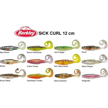 Nástraha Berkley Sick Curl gumová nástraha 12 cm barva: Brown Chartreuse