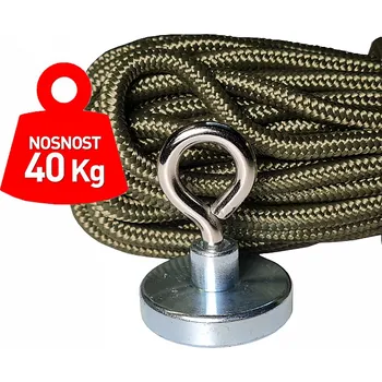 Zvedací magnet Supermagnet 40 kg - set s lanem