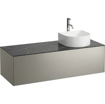 Koupelnový nábytek Sonar - skříňka 118x45 pod umyvadlovou mísu, 1 výřez vpravo, 1 otvor pro baterii, 1 zásuvka, bílá mat a nero marquina H4054270341431