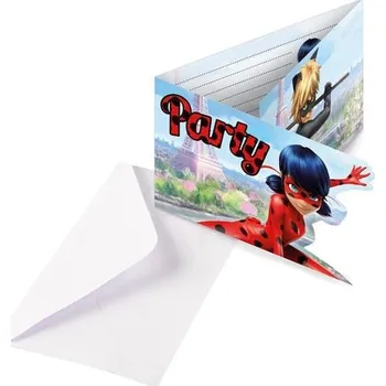 Pozvánka Amscan Párty pozvánky Kouzelná Beruška a černý kocour 8 ks