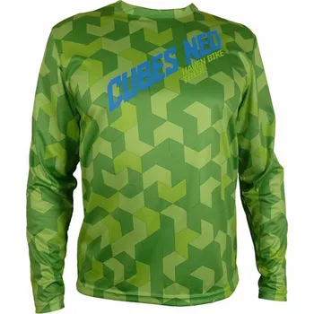 cyklistický dres Volný dres HAVEN Cubes NEO Green dlouhý rukáv Velikost: M
