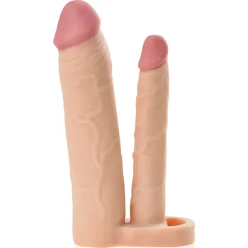 Dildo NÁVLEK NA PENIS +4,5CM -ANÁLNĚ-VAGINÁLNÍ DILDO - STRAP-ON DVOJITÁ PENE