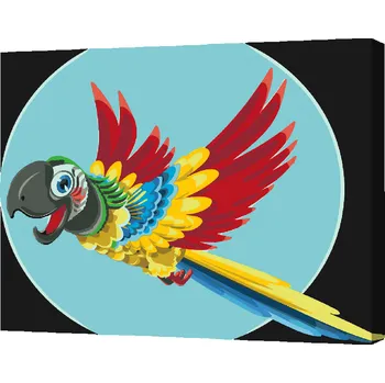 Malování podle čísel - Veselý papoušek Velikost: 40x50cm, Rámování: Pouze srolované plátno