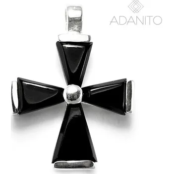 Přívěsek Stříbrný přívěsek kříž s černým kamenem