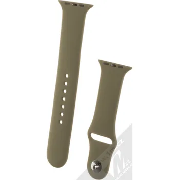 Příslušenství k chytrým hodinkám 1Mcz silikonový řemínek pro Apple Watch 1/2/3/4/5/6/SE 42/44mm olivově zelený