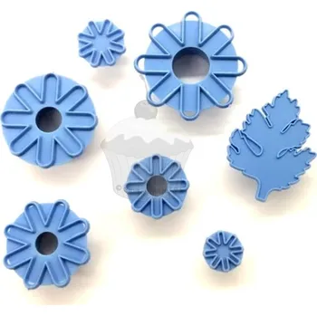 Jedlá dekorace na dort Caketools Vykrajovátka patchwork Chryzantéma Sedmikráska a lístky Set / 7