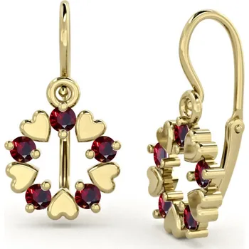 Náušnice Dětské náušnice ze žlutého zlata se srdíčky a červenými zirkony