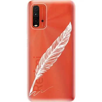 Pouzdro na mobilní telefon Odolné silikonové pouzdro iSaprio - Writing By Feather - white - Xiaomi Redmi 9T