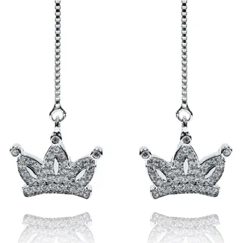 Náušnice Stříbrné provlekací náušnice s korunkou a zirkony - Meucci SE037