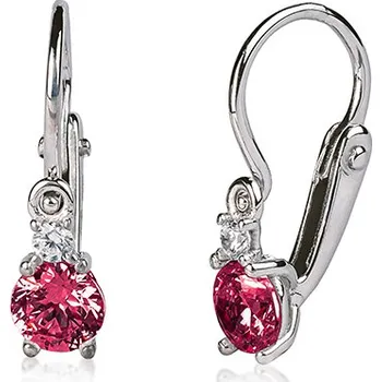 Náušnice Dětské náušnice z bílého zlata s červeným a čirým zirkonem
