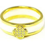 Stříbrný prsten se zirkony a bílou keramikou