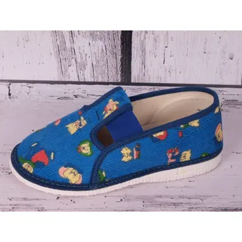 Chlapecké bačkory Bačkůrky papučky bačkory HP Čechtín 555 modré s medvídky a kočičkami velikost: 24
