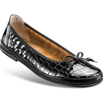 Dámská zdravotní obuv Módní dámské baleríny s hřejivou podšívkou, laková useň, černá: 37