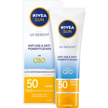 Přípravek na opalování Nivea UV Face Q10 Anti-Age & Anti-Pigments SPF50 50 ml