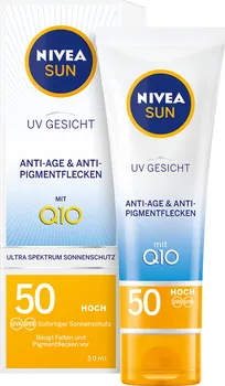 Přípravek na opalování Nivea UV Face Q10 Anti-Age & Anti-Pigments SPF50 50 ml