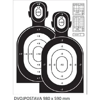 Terč na sportovní střelbu Terč DVOJPOSTAVA 980x590 mm 50ks
