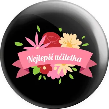 Placka Nejlepší učitelka - barevné květiny
