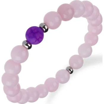 Náramek Náramek z chirurgické oceli s růženínem a s kuličkou achátu - Meucci BB004 Velikost: 19 cm