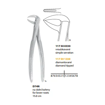 Kleště Medin Kleště extrakční D74N na dolní kořeny 15.0cm