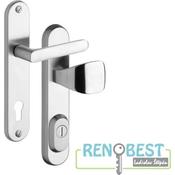 Dveřní kování ROSTEX Bezpečnostní kování R1/O EXCLUSIVE Rozteč: 72 mm, Provedení: klika/madlo hranaté, Povrchová úprava: chrom - nerez