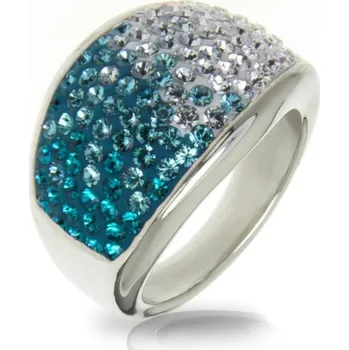 Prsten AKTUAL Ocelový prsten s krystaly Crystals from Swarovski®, BLUE ZIRCON - velikost 53 - LV1020-BZ-53