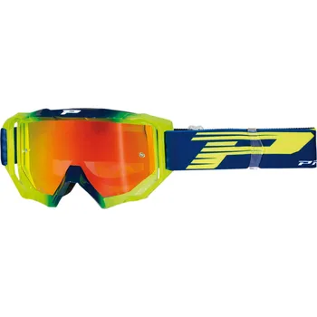 Motocyklové brýle Motokrosové brýle Progrip PG 3200 VENOM NAVY/ŽLUTÁ FLUO zrcadlový objektiv (ochranné brýle na motokros a enduro )