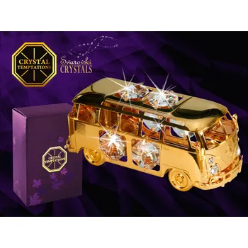 Figurka Designová figurka AUTOBUS s bílými krystaly v dárkové krabičce 8,5*4 cm