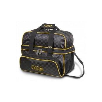 Taška na bowlingovou kouli STORM 2 BALL ČERNA ZLATA kostkovana s prostorem na boty