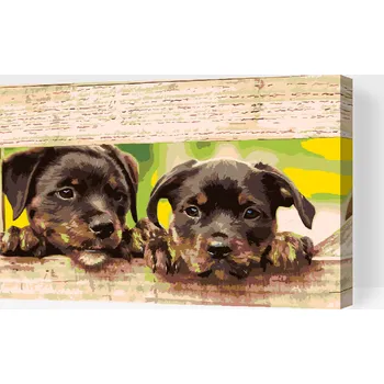Malování podle čísel - Štěňata Velikost: 40x60cm, Rámování: Pouze srolované plátno
