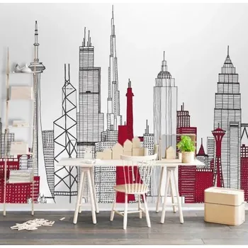 Fototapeta Solution Media 3D tapeta - Malované město 2 - Voděodolná hedvábná tkanina - Textilní tapeta lesklá - 200g/m2