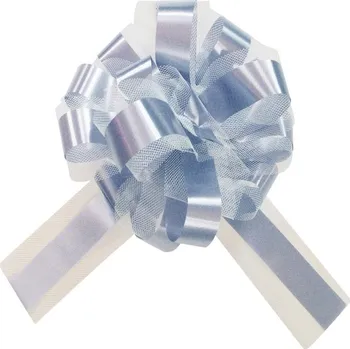 Party dekorace Santex MAŠLE Kokarda stahovací s tylem stříbrná 5 ks