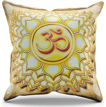 Polštář Milujeme Kameny Povlak na polštář - symbol Óm žlutý 7861