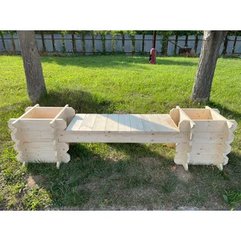 Zahradní lavice Lavička na sezení s dřevěnými truhlíky / květináči (Lavička na sezení s dřevěnými truhlíky / květináči)