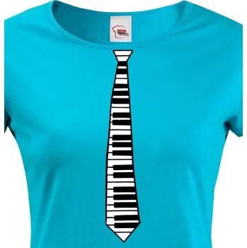 Dámské tričko - Kravata klavír, Barva Modrá, Velikost XS, Canvas Dámské tričko s krátkým rukávem Bezvatriko.cz 2008014