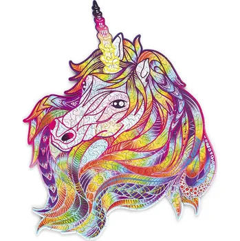 Puzzle Wood Trick "Třpytivý jednorožec" - pestrobarevné 2D puzzle (Dřevěné pestrobarevné 2D puzzle "Sparkle Unicorn")