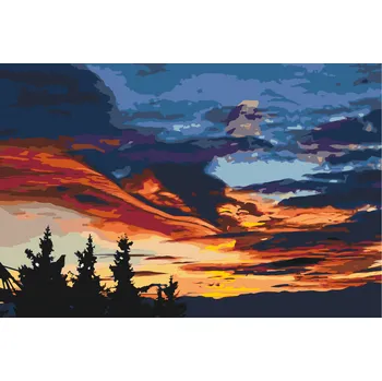 Malování podle čísel - Obloha v barvách Velikost: 40x60cm, Rámování: Pouze srolované plátno