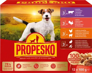 Krmivo pro psa Propesko Dog kapsičky kuřecí/jehněčí/krůta/králík s mrkví 12x 100 g