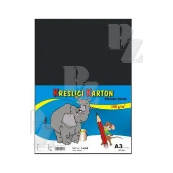 Karton Kreslící karton A3 50ks 180g černý, Stepa