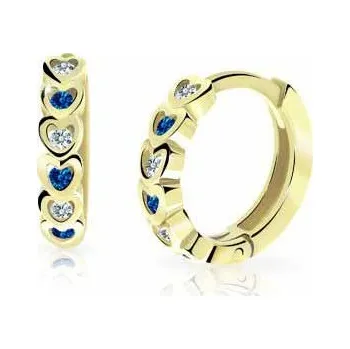 Náušnice Cutie Jewellery Zlaté dětské náušnice kroužky C3339Z-Modrá