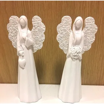 Vánoční dekorace Bílý andílek 10,5 cm (POUZE VARIANTA S KOŠÍČKEM) (Andílek strážný - cena za 1 ks)