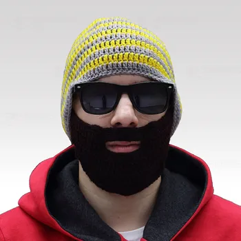 Čepice Beardo čepice s vousy Šedo-žlutá