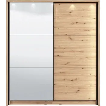 Šatní skříň Posuvná skříň se zrcadlem a rámem s osvětlením Catalina 180 - dub artisan